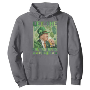 Funny St Patrick's Day Trump Hoodie Let The Shenanigans Begin Leprechaun Trump TS11 Charcoal Print Your Wear