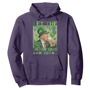 Funny St Patrick's Day Trump Hoodie Let The Shenanigans Begin Leprechaun Trump TS11 Purple Print Your Wear