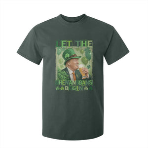 Funny St Patrick's Day Trump T Shirt For Kid Let The Shenanigans Begin Leprechaun Trump TS11 Dark Forest Green Print Your Wear