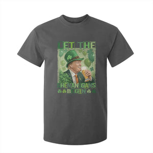 Funny St Patrick's Day Trump T Shirt For Kid Let The Shenanigans Begin Leprechaun Trump TS11 Dark Heather Print Your Wear