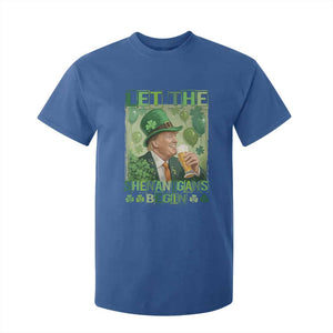 Funny St Patrick's Day Trump T Shirt For Kid Let The Shenanigans Begin Leprechaun Trump TS11 Royal Blue Print Your Wear