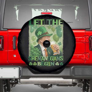 Funny St Patrick's Day Trump Spare Tire Cover Let The Shenanigans Begin Leprechaun Trump TS11 Black Print Your Wear