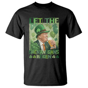 Funny St Patrick's Day Trump T Shirt Let The Shenanigans Begin Leprechaun Trump TS11 Black Print Your Wear