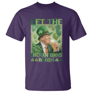 Funny St Patrick's Day Trump T Shirt Let The Shenanigans Begin Leprechaun Trump TS11 Purple Print Your Wear