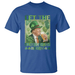 Funny St Patrick's Day Trump T Shirt Let The Shenanigans Begin Leprechaun Trump TS11 Royal Blue Print Your Wear