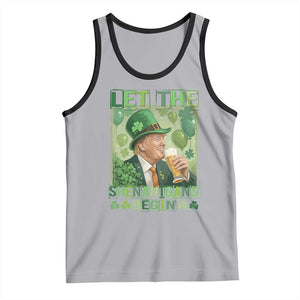 Funny St Patrick's Day Trump Tank Top Let The Shenanigans Begin Leprechaun Trump TS11 Athletic Heather Black Print Your Wear