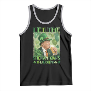 Funny St Patrick's Day Trump Tank Top Let The Shenanigans Begin Leprechaun Trump TS11 Black Athletic Heather Print Your Wear