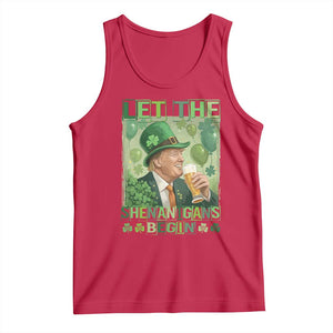 Funny St Patrick's Day Trump Tank Top Let The Shenanigans Begin Leprechaun Trump TS11 Red Print Your Wear