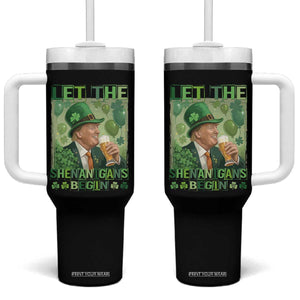 Funny St Patrick's Day Trump Tumbler With Handle Let The Shenanigans Begin Leprechaun Trump TS11 One Size: 40 oz Black Print Your Wear
