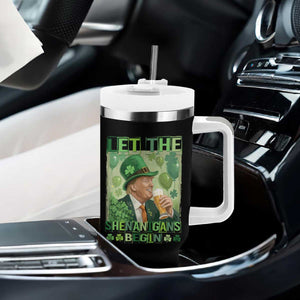 Funny St Patrick's Day Trump Tumbler With Handle Let The Shenanigans Begin Leprechaun Trump TS11 Print Your Wear