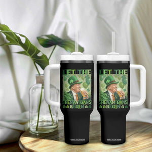 Funny St Patrick's Day Trump Tumbler With Handle Let The Shenanigans Begin Leprechaun Trump TS11 Print Your Wear