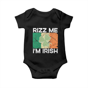 Funny St Patrick's Day Rizz Me I'm Irish Baby Onesie Shamrock Ireland Flag TS11 Black Print Your Wear