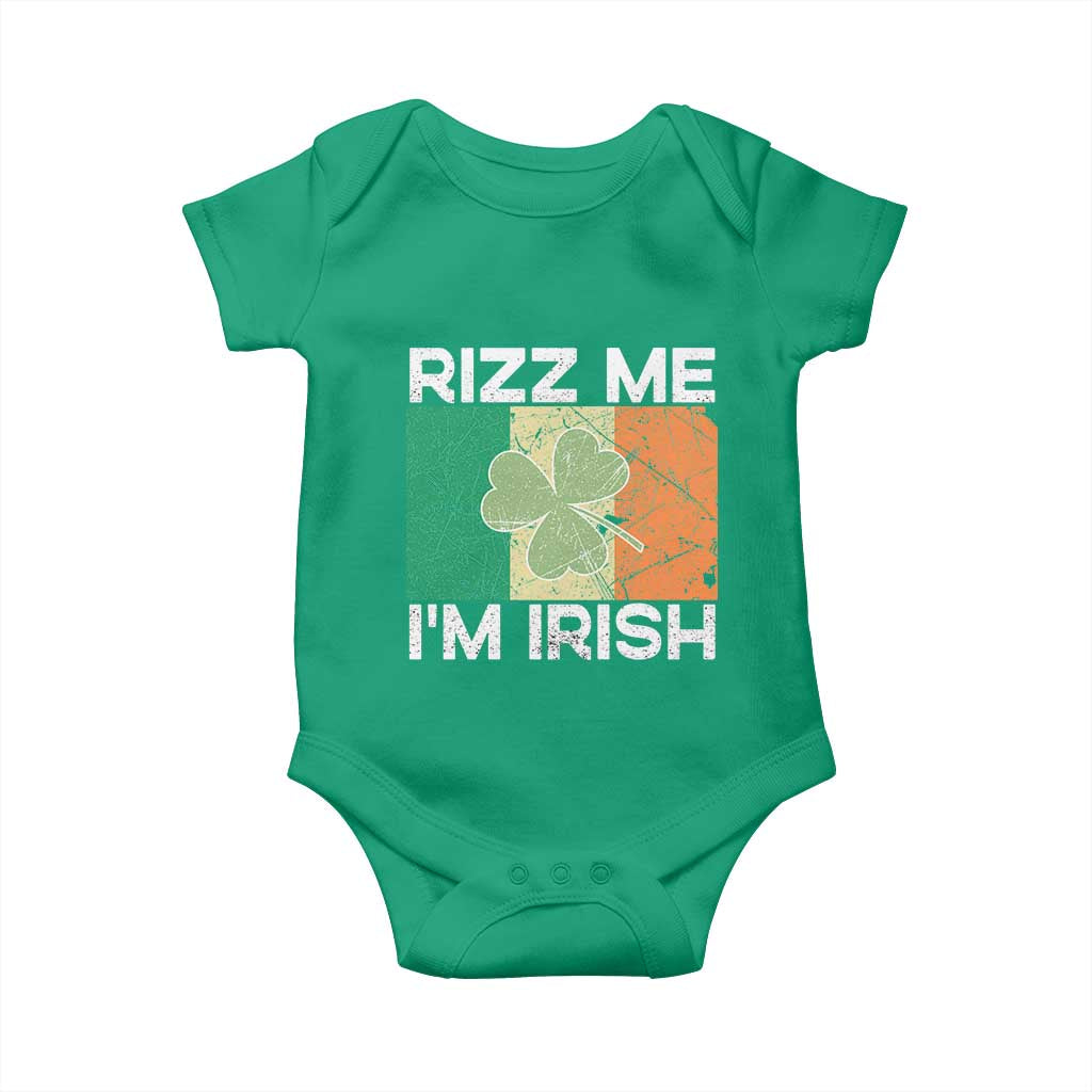 Funny St Patrick's Day Rizz Me I'm Irish Baby Onesie Shamrock Ireland Flag TS11 Irish Green Print Your Wear