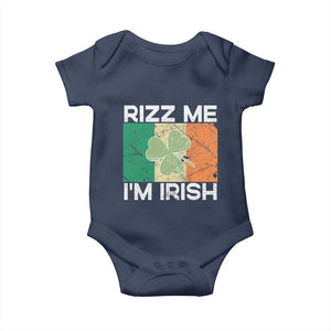 Funny St Patrick's Day Rizz Me I'm Irish Baby Onesie Shamrock Ireland Flag TS11 Navy Print Your Wear