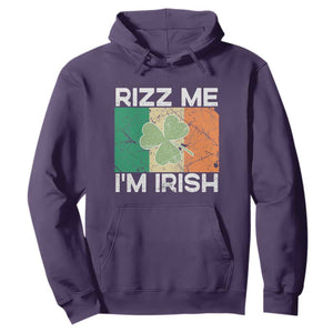 Funny St Patrick's Day Rizz Me I'm Irish Hoodie Shamrock Ireland Flag TS11 Purple Print Your Wear