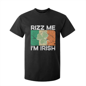 Funny St Patrick's Day Rizz Me I'm Irish T Shirt For Kid Shamrock Ireland Flag TS11 Black Print Your Wear