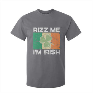 Funny St Patrick's Day Rizz Me I'm Irish T Shirt For Kid Shamrock Ireland Flag TS11 Charcoal Print Your Wear