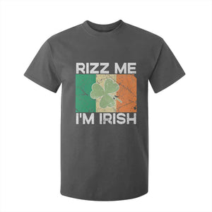 Funny St Patrick's Day Rizz Me I'm Irish T Shirt For Kid Shamrock Ireland Flag TS11 Dark Heather Print Your Wear