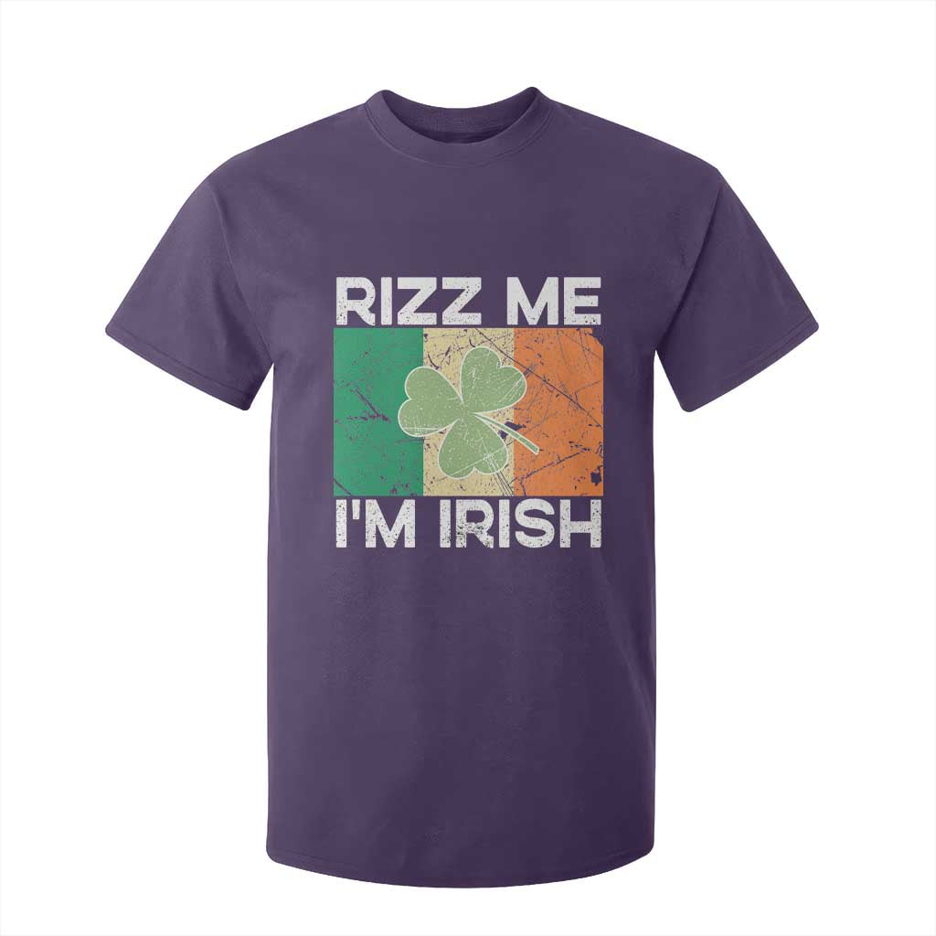 Funny St Patrick's Day Rizz Me I'm Irish T Shirt For Kid Shamrock Ireland Flag TS11 Purple Print Your Wear