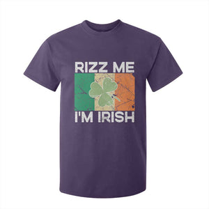 Funny St Patrick's Day Rizz Me I'm Irish T Shirt For Kid Shamrock Ireland Flag TS11 Purple Print Your Wear