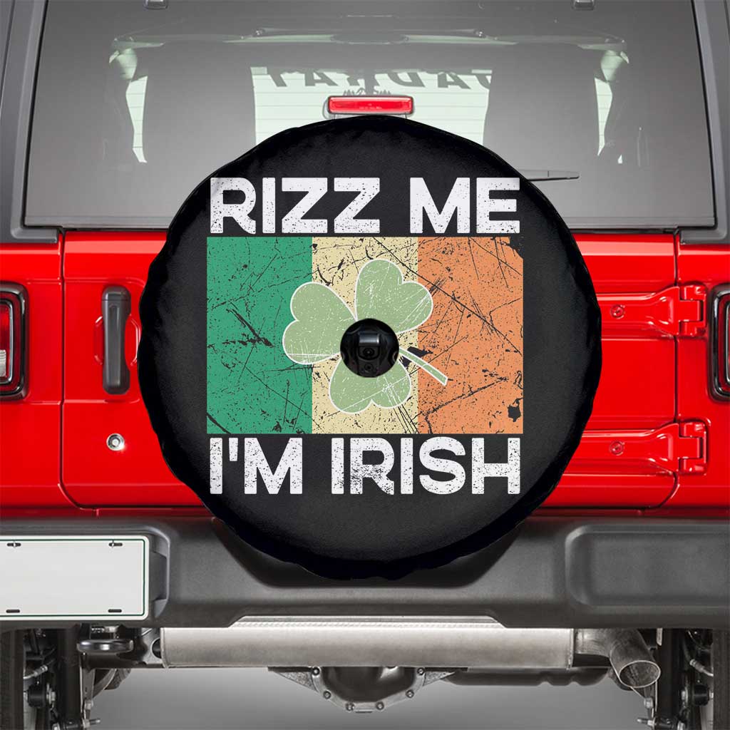 Funny St Patrick's Day Rizz Me I'm Irish Spare Tire Cover Shamrock Ireland Flag TS11 Black Print Your Wear