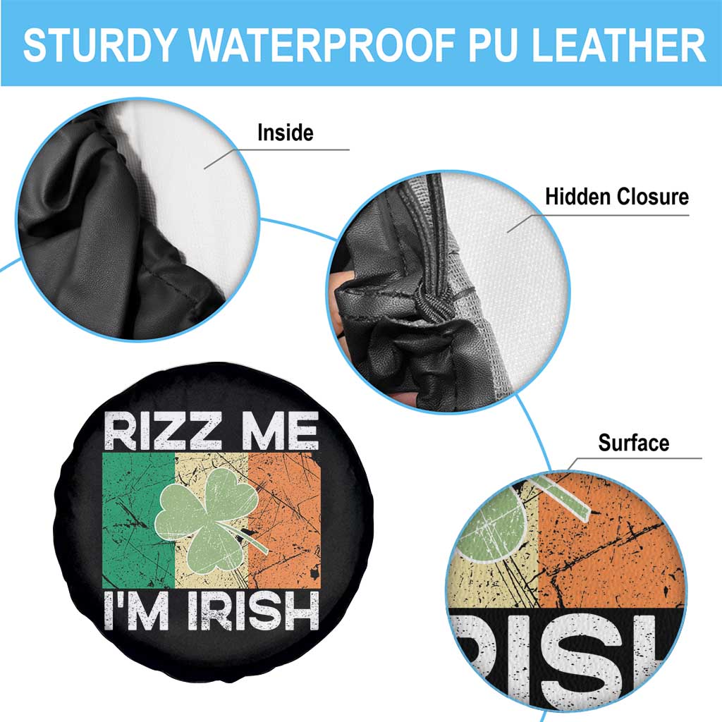 Funny St Patrick's Day Rizz Me I'm Irish Spare Tire Cover Shamrock Ireland Flag TS11 Print Your Wear