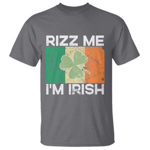 Funny St Patrick's Day Rizz Me I'm Irish T Shirt Shamrock Ireland Flag TS11 Charcoal Print Your Wear