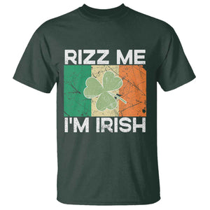 Funny St Patrick's Day Rizz Me I'm Irish T Shirt Shamrock Ireland Flag TS11 Dark Forest Green Print Your Wear