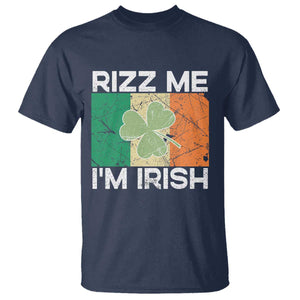 Funny St Patrick's Day Rizz Me I'm Irish T Shirt Shamrock Ireland Flag TS11 Navy Print Your Wear