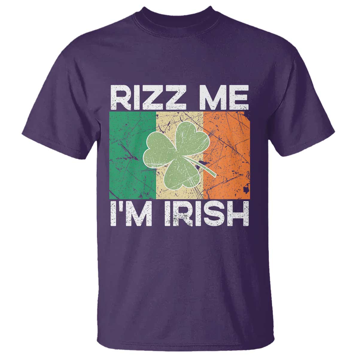 Funny St Patrick's Day Rizz Me I'm Irish T Shirt Shamrock Ireland Flag TS11 Purple Print Your Wear