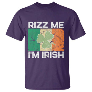 Funny St Patrick's Day Rizz Me I'm Irish T Shirt Shamrock Ireland Flag TS11 Purple Print Your Wear