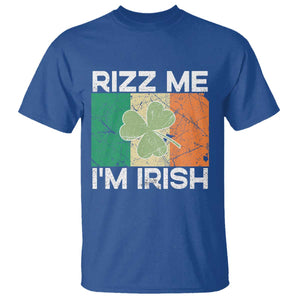 Funny St Patrick's Day Rizz Me I'm Irish T Shirt Shamrock Ireland Flag TS11 Royal Blue Print Your Wear