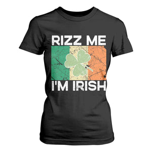 Funny St Patrick's Day Rizz Me I'm Irish T Shirt For Women Shamrock Ireland Flag TS11 Black Print Your Wear