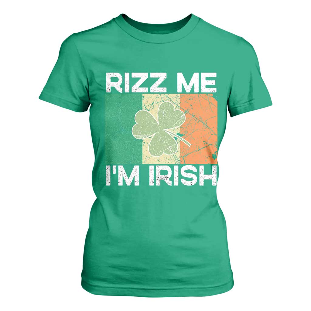 Funny St Patrick's Day Rizz Me I'm Irish T Shirt For Women Shamrock Ireland Flag TS11 Irish Green Print Your Wear