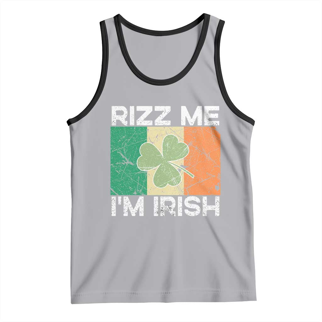 Funny St Patrick's Day Rizz Me I'm Irish Tank Top Shamrock Ireland Flag TS11 Athletic Heather Black Print Your Wear