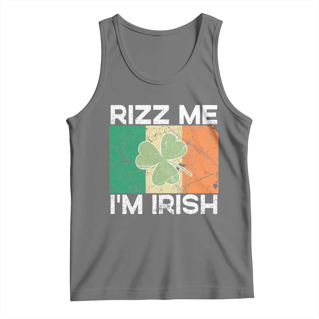 Funny St Patrick's Day Rizz Me I'm Irish Tank Top Shamrock Ireland Flag TS11 Black Heather Print Your Wear
