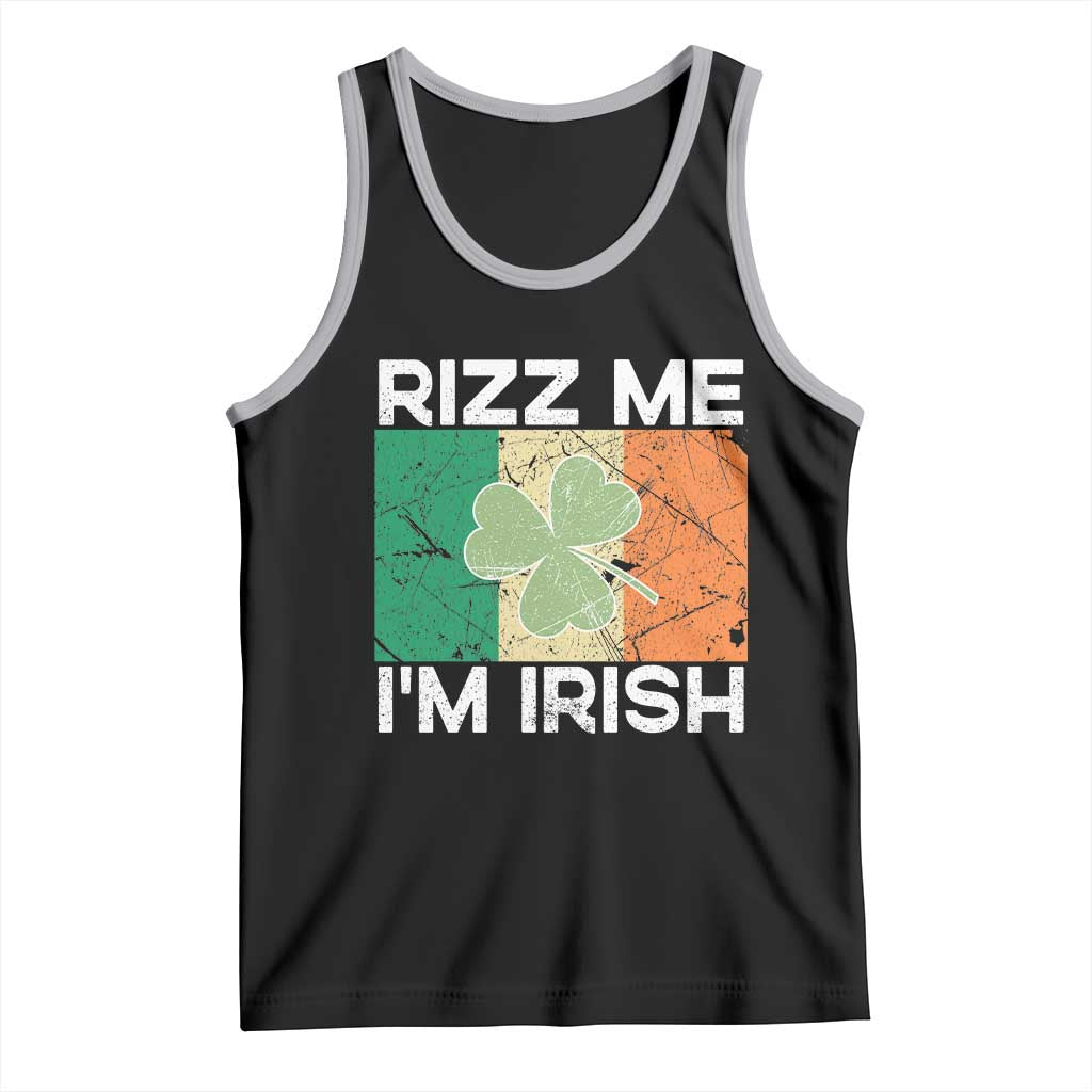 Funny St Patrick's Day Rizz Me I'm Irish Tank Top Shamrock Ireland Flag TS11 Black Athletic Heather Print Your Wear