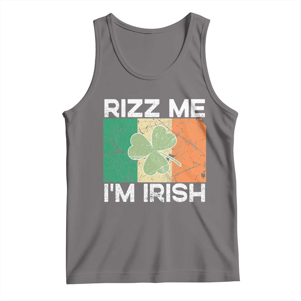 Funny St Patrick's Day Rizz Me I'm Irish Tank Top Shamrock Ireland Flag TS11 Deep Heather Print Your Wear