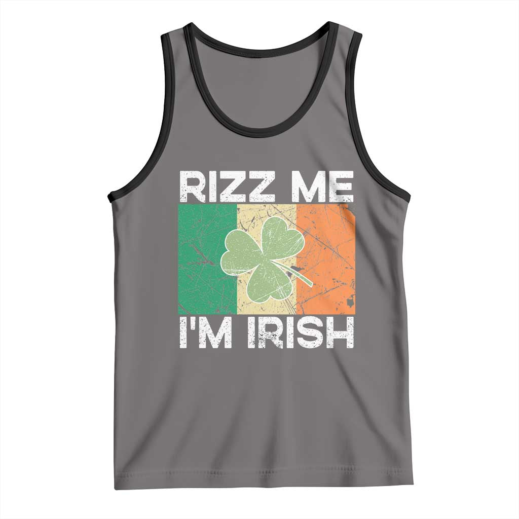 Funny St Patrick's Day Rizz Me I'm Irish Tank Top Shamrock Ireland Flag TS11 Deep Heather Black Print Your Wear