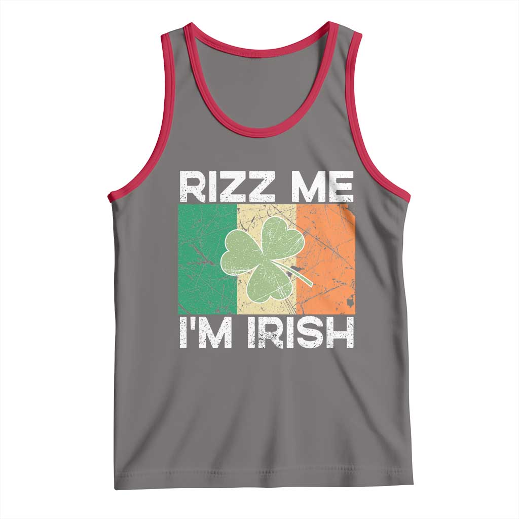 Funny St Patrick's Day Rizz Me I'm Irish Tank Top Shamrock Ireland Flag TS11 Deep Heather Red Print Your Wear