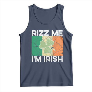 Funny St Patrick's Day Rizz Me I'm Irish Tank Top Shamrock Ireland Flag TS11 Navy Print Your Wear