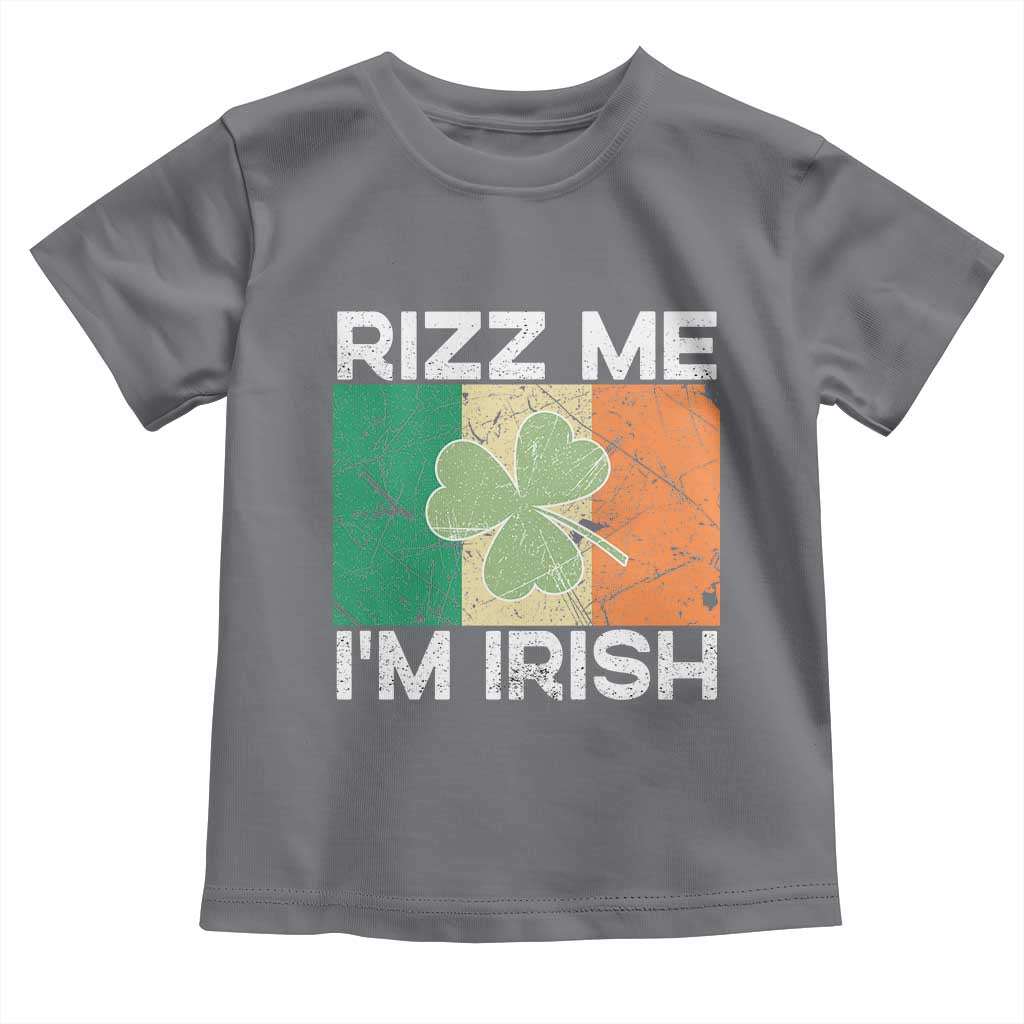 Funny St Patrick's Day Rizz Me I'm Irish Toddler T Shirt Shamrock Ireland Flag TS11 Charcoal Print Your Wear