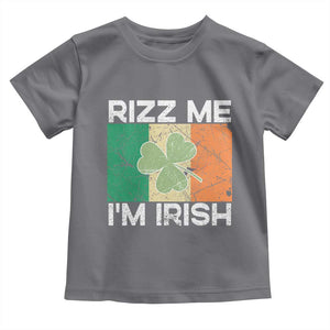 Funny St Patrick's Day Rizz Me I'm Irish Toddler T Shirt Shamrock Ireland Flag TS11 Charcoal Print Your Wear