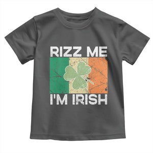 Funny St Patrick's Day Rizz Me I'm Irish Toddler T Shirt Shamrock Ireland Flag TS11 Dark Heather Print Your Wear
