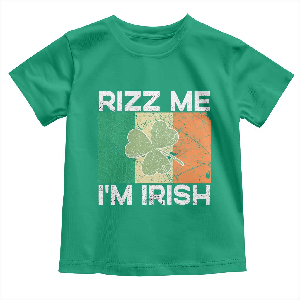 Funny St Patrick's Day Rizz Me I'm Irish Toddler T Shirt Shamrock Ireland Flag TS11 Irish Green Print Your Wear