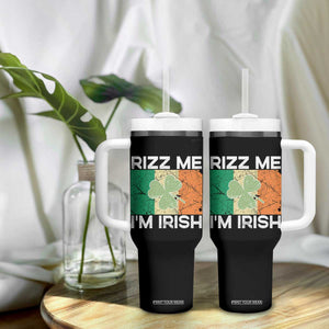 Funny St Patrick's Day Rizz Me I'm Irish Tumbler With Handle Shamrock Ireland Flag TS11 Print Your Wear