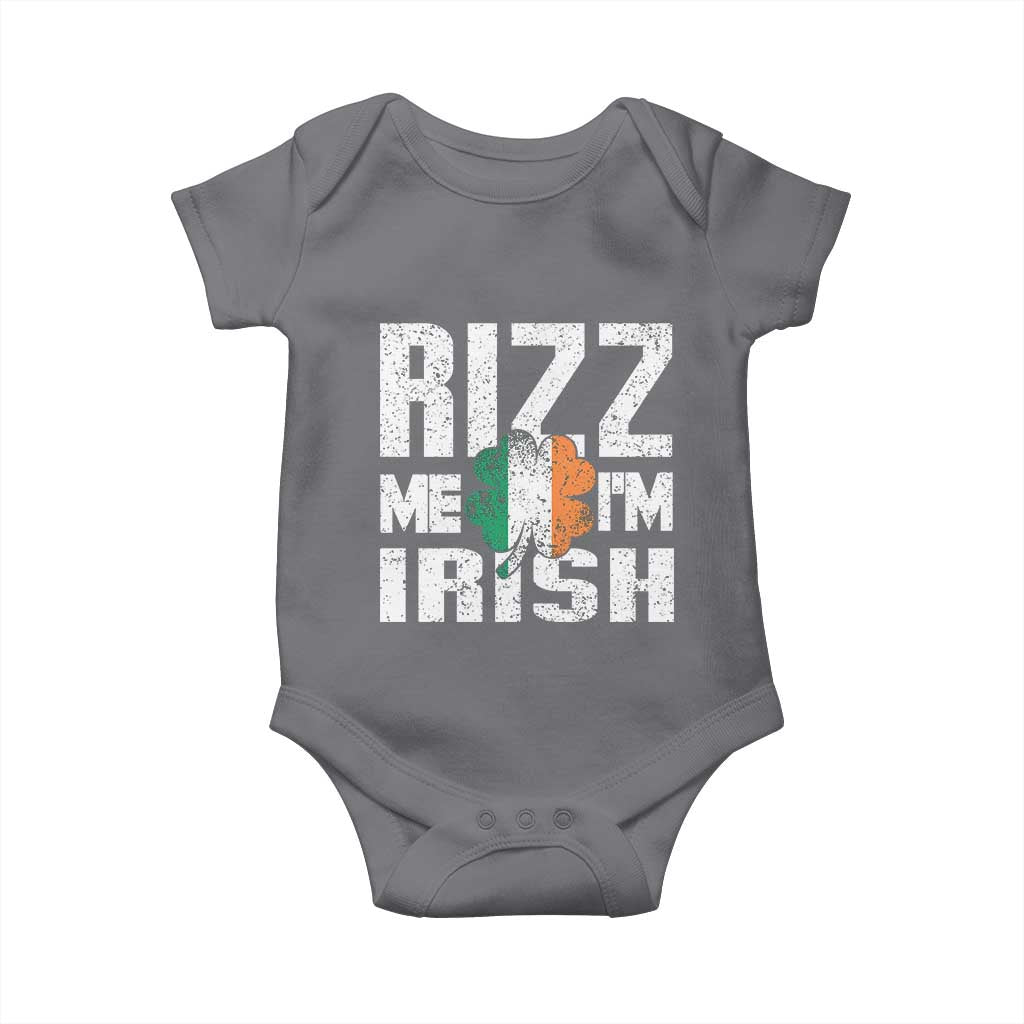 Funny Rizz Me I'm Irish Baby Onesie St Patrick's Day Vintage Ireland Flag TS11 Charcoal Print Your Wear