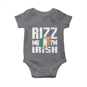 Funny Rizz Me I'm Irish Baby Onesie St Patrick's Day Vintage Ireland Flag TS11 Charcoal Print Your Wear