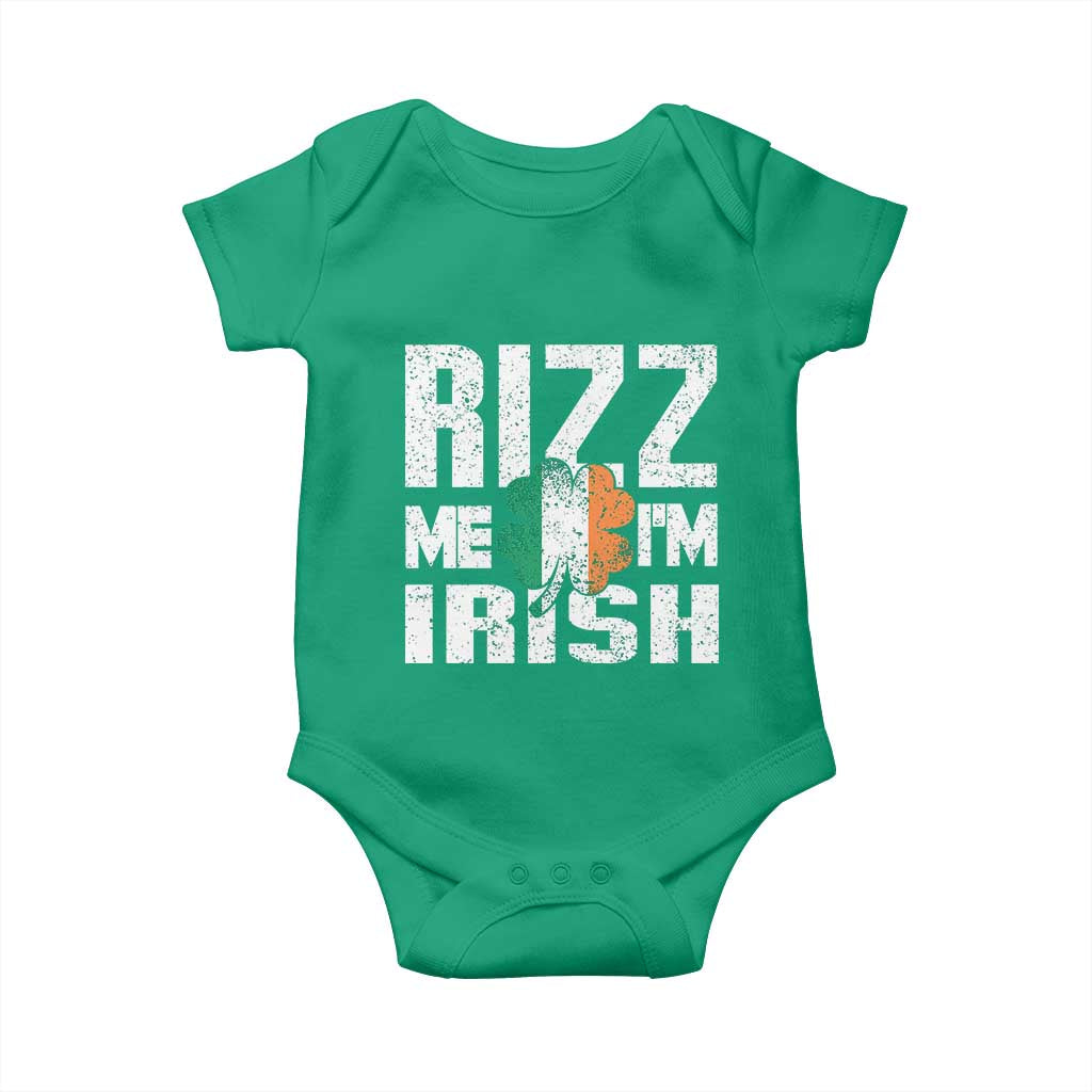 Funny Rizz Me I'm Irish Baby Onesie St Patrick's Day Vintage Ireland Flag TS11 Irish Green Print Your Wear