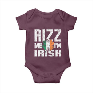 Funny Rizz Me I'm Irish Baby Onesie St Patrick's Day Vintage Ireland Flag TS11 Maroon Print Your Wear